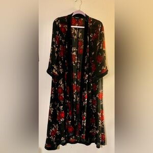 Torrid Floral Kimono with Red Roses